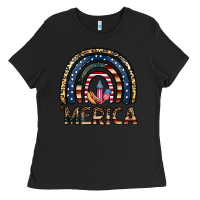 Black merica rainbow Ladies Tee - CowhideDigitalArt