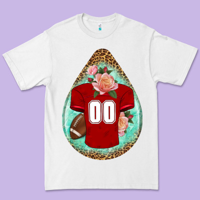 American Football And Western Roses Teardrop Premium Tee Designed By Bundleandbundleshop