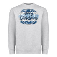 Heather Grey merry christmas blue Heavyweight Sweatshirt - MaliasSmallBusiness