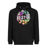 Black Easter with eggs and daisy Easter Day Heavyweight Hoodie - HowdyJamesFarm