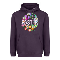 Plum Easter with eggs and daisy Easter Day Heavyweight Hoodie - HowdyJamesFarm