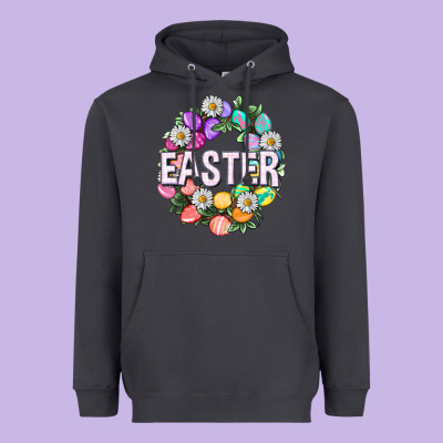 Easter With Eggs And Daisy Easter Day Heavyweight Hoodie Designed By Howdyjamesfarm