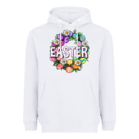 White Easter with eggs and daisy Easter Day Heavyweight Hoodie - HowdyJamesFarm