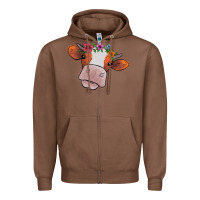 Chestnut Cow With Flowers Zipper Hoodie - Bettercallsaul
