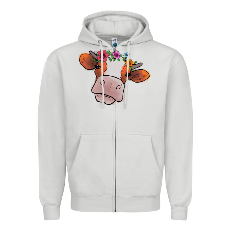 Cow With Flowers Zipper Hoodie by Bettercallsaul | Teevron
