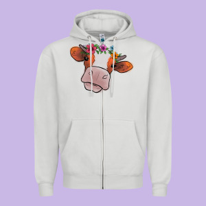 Cow With Flowers Zipper Hoodie Designed By Bettercallsaul