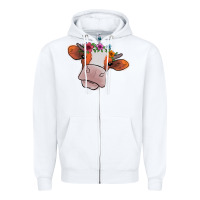 White Cow With Flowers Zipper Hoodie - Bettercallsaul