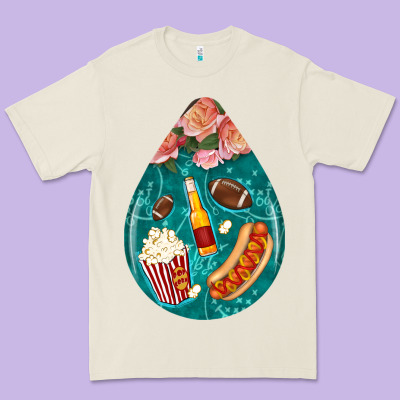 American Football And Western Roses Teardrop Premium Tee Designed By Bundleandbundleshop