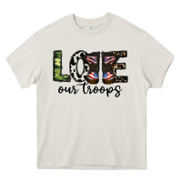 Cream love our troops Heavy Core Tee - CowhideDigitalArt