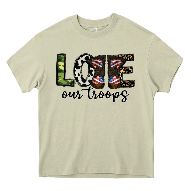 Love Our Troops Heavy Core Tee by CowhideDigitalArt | Teevron