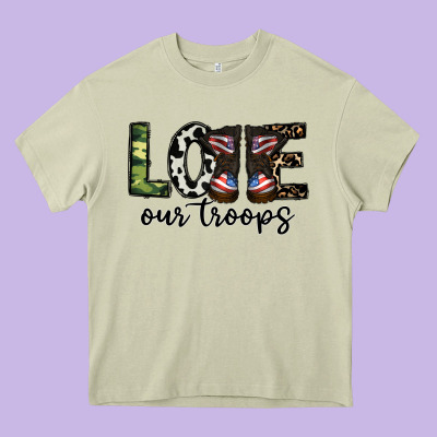 Love Our Troops Heavy Core Tee Designed By Cowhidedigitalart