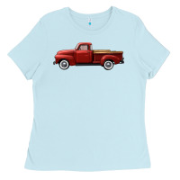 Baby Blue western red truck right side view Ladies Tee - FaDigitalArtStudio