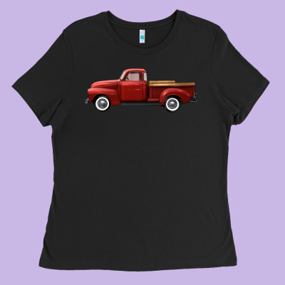 Western Red Truck Right Side View Ladies Tee Designed By Fadigitalartstudio