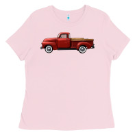 Bubblegum Pink western red truck right side view Ladies Tee - FaDigitalArtStudio