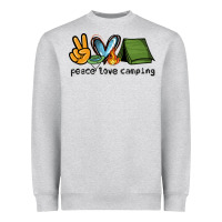 Heather Grey peace love camping Heavyweight Sweatshirt - NancyCooperArtShop