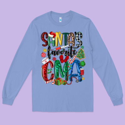 Santas Favorite Cma Nurse Long Sleeve Tee Designed By Maliassmallbusiness