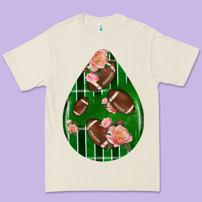 American Football And Western Roses Teardrop Premium Tee Designed By Bundleandbundleshop