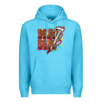 Ocean Blue Mama Football lightning bolt Premium Hoodie - HowdyJamesFarm