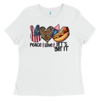 White peace love let's get it Ladies Tee - CowhideDigitalArt