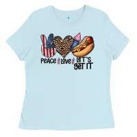 Baby Blue peace love let's get it Ladies Tee - CowhideDigitalArt