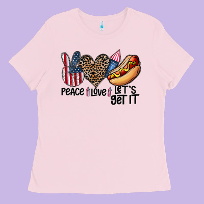 Peace Love Let's Get It Ladies Tee Designed By Cowhidedigitalart