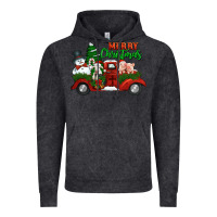 Vintage Black merry christmas snowman and farm animals truck Vintage Hoodie - Jasminsmagicworld