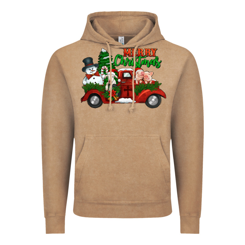 Merry Christmas Snowman And Farm Animals Truck Vintage Hoodie by Jasminsmagicworld | Teevron