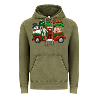 Vintage Olive merry christmas snowman and farm animals truck Vintage Hoodie - Jasminsmagicworld