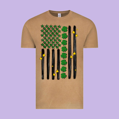 Shamrock Usa Flag Vintage Tee Designed By Maliassmallbusiness