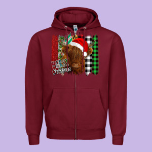Merry Christmas Cow Zipper Hoodie Designed By Bettercallsaul