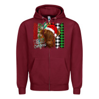 Burgundy Merry Christmas Cow Zipper Hoodie - Bettercallsaul