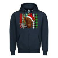 Navy Merry Christmas Cow Zipper Hoodie - Bettercallsaul