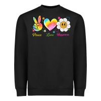 Black peace love happiness Heavyweight Sweatshirt - NancyCooperArtShop