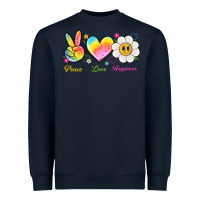 Navy peace love happiness Heavyweight Sweatshirt - NancyCooperArtShop