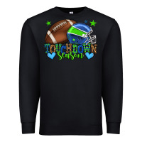 Black Touchdown season American football green and blue Premium Sweatshirt - HowdyJamesFarm