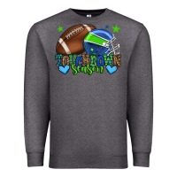 Charcoal Heather Touchdown season American football green and blue Premium Sweatshirt - HowdyJamesFarm