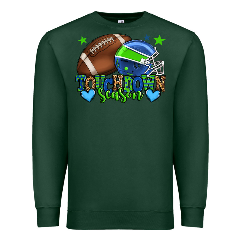 Touchdown Season American Football Green And Blue Premium Sweatshirt by HowdyJamesFarm | Teevron