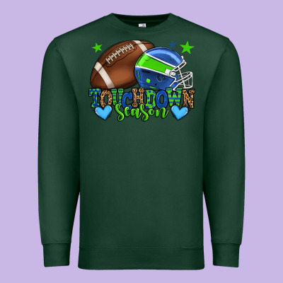 Touchdown Season American Football Green And Blue Premium Sweatshirt Designed By Howdyjamesfarm