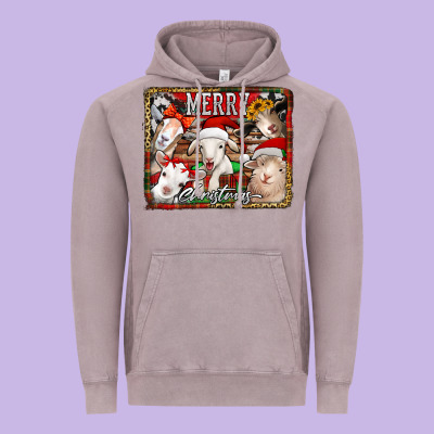 Merry Christmas Goats Vintage Hoodie Designed By Jasminsmagicworld