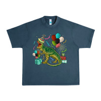 Midnight Navy party t rex Urban Heavy Tee - MaliasSmallBusiness