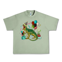 Oil Green party t rex Urban Heavy Tee - MaliasSmallBusiness