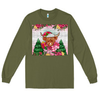 Army Green pink christmas cow Long Sleeve Tee - MaliasSmallBusiness