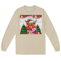 Mushroom pink christmas cow Long Sleeve Tee - MaliasSmallBusiness