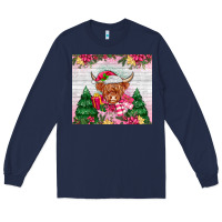 Navy pink christmas cow Long Sleeve Tee - MaliasSmallBusiness