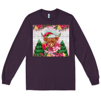 Plum pink christmas cow Long Sleeve Tee - MaliasSmallBusiness