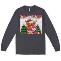 Smoke pink christmas cow Long Sleeve Tee - MaliasSmallBusiness