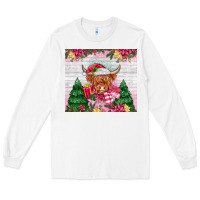 White pink christmas cow Long Sleeve Tee - MaliasSmallBusiness