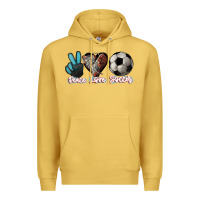 Antique Gold Peace love Soccer Premium Hoodie - HowdyJamesFarm