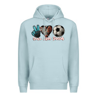 Blue Mist Peace love Soccer Premium Hoodie - HowdyJamesFarm