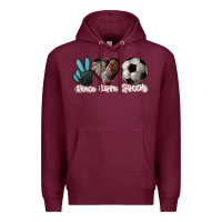 Burgundy Peace love Soccer Premium Hoodie - HowdyJamesFarm